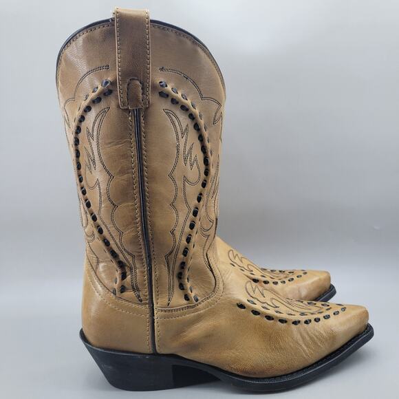 Laredo Laramie Bucklace Western Boots Men Size 9 EW Wide Brown Snip Toe Shoes - Picture 1 of 9